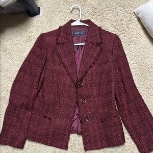 Jones New York Burgundy Tweed Blazer